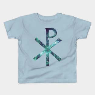 Chi Rho with space art Kids T-Shirt